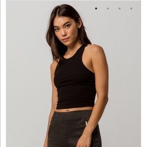Black High Neck Racerback Crop Top